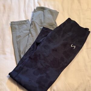 TFL cement grey and tie dye black and blue leggings GUC